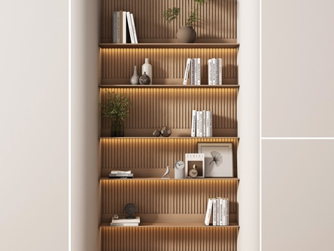  现代置物架 书架 书籍 摆件组合3d模型 