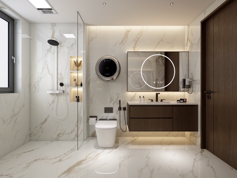 现代卫生间 浴室柜 壁挂洗衣机3d模型