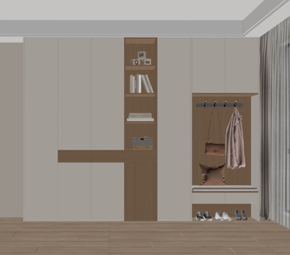 现代隔断鞋柜 装饰柜 隔断柜 换鞋凳 多能功鞋柜su模型