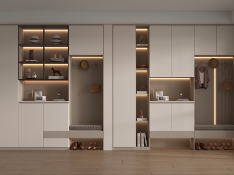  现代隔断鞋柜 装饰柜 隔断柜 换鞋凳 多能功鞋柜3d模型 