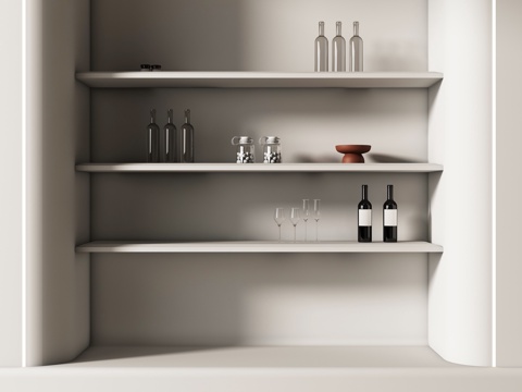 现代置物架 书架 书籍 摆件组合su模型