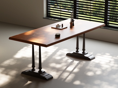  法式餐桌 法式中古餐桌 法式复古餐桌 美式餐桌3d模型 