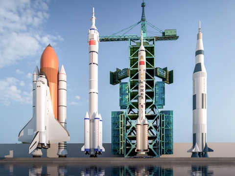 现代航空火箭 航天飞机 神州飞船su模型