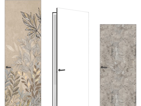  OM Doors隐形门壁纸，石膏饰面3d模型 