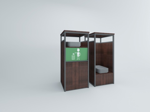  现代公共空间多功能垃圾箱3d模型 