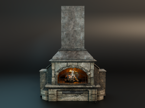 中世纪壁炉 复古壁炉 石头壁炉 欧式壁炉su模型