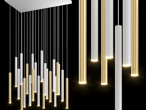  吊灯 IT-Laser-矩形-23-白金3d模型 