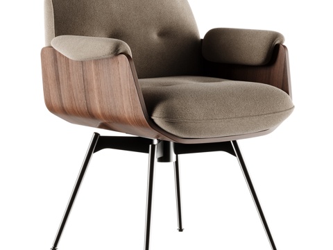  MINOTTI LAUREL DINING现代休闲椅 扶手椅su模型 