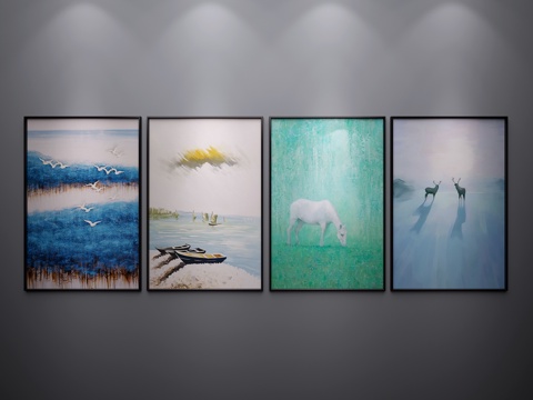  现代挂画3d模型 