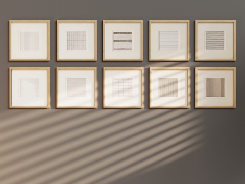  原木北欧组合画3d模型 