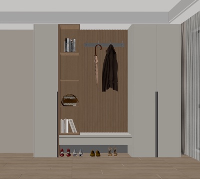 现代隔断鞋柜 装饰柜 隔断柜 换鞋凳 多能功鞋柜su模型