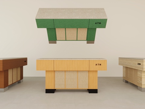  复古中古展示台收银台3d模型 