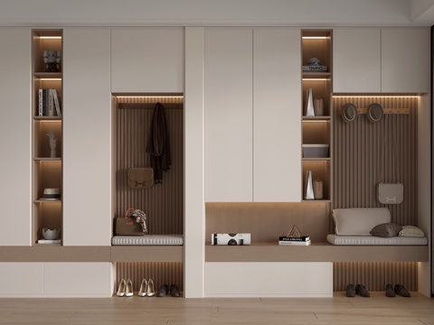  现代隔断鞋柜 装饰柜 隔断柜 换鞋凳 多能功鞋柜3d模型 