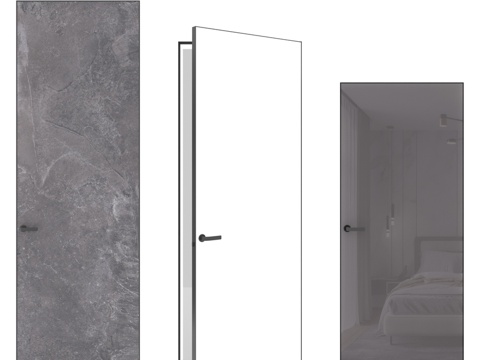  OM Doors隐形门系列 灰泥饰面，亮光漆底3d模型 