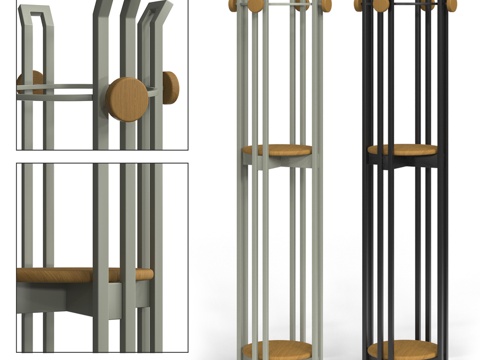 (OM) 曼诺出品 DORIAN 带层架立式衣帽架3d模型3d模型 
