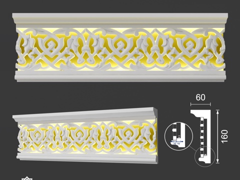  带装饰与背光的檐口 Ks 1311 OM3d模型 
