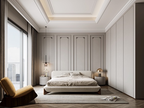  现代卧室3d模型 