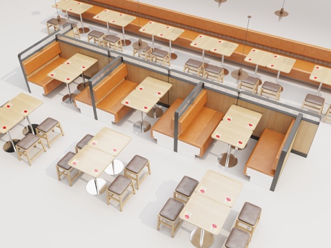  卡座 快餐厅桌椅 火锅店桌椅 奶茶店桌椅3d模型 