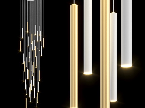  吊灯 IT-Laser-矩形-41-白金色3d模型3d模型 