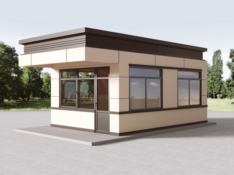  现代岗亭 门卫室 保安室3d模型 