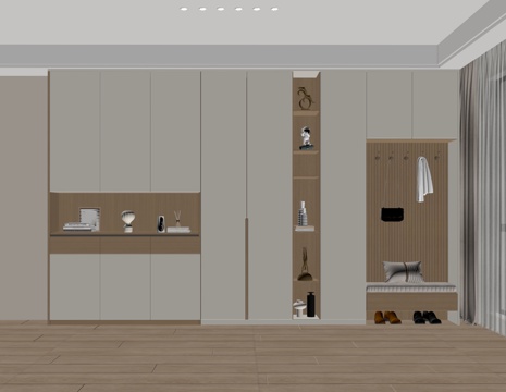 现代鞋柜酒柜一体柜 多功能式柜 装饰酒柜 隔断鞋柜 饰品摆件su模型