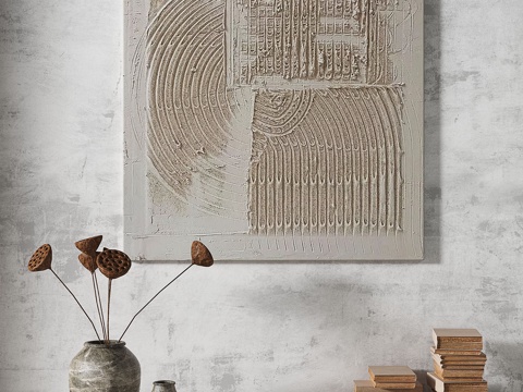  现代，肌理，侘寂，简约，抽象，装饰画3d模型 