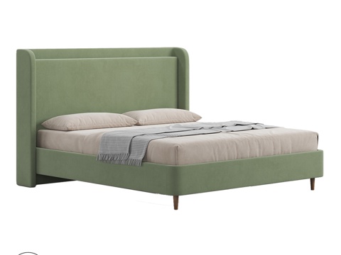  OM床TERY木质床腿款3d模型 