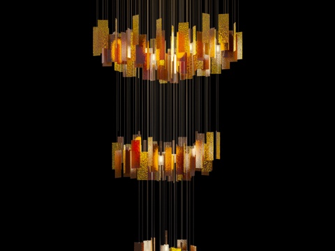 多色玻璃吊灯 IT ColorCloud-3d模型 