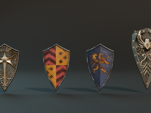 中世纪盾牌 复古盾牌 欧式盾牌 木制盾牌su模型