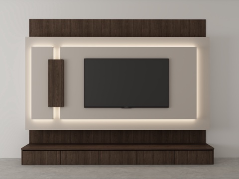  现代电视背景墙3d模型 