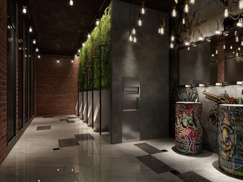  现代公共卫生间3d模型 