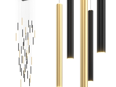  吊灯 IT-Laser-矩形-41-黑金色3d模型 