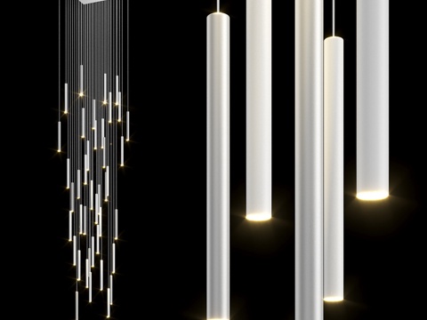  吊灯 IT-Laser-矩形-41-白银色3d模型 