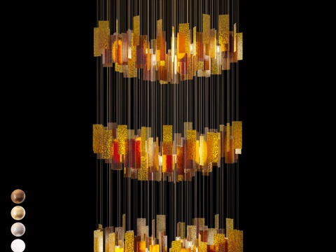  IT ColorClo彩色玻璃吊坠枝形吊灯3d模型 