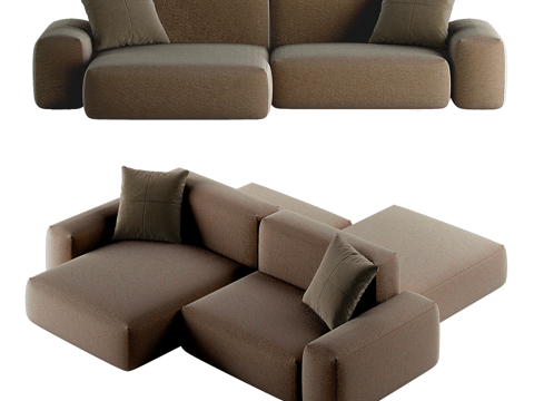  现代简约双人沙发 双人沙发 简约沙发 客厅沙发 抱枕  绿色3d模型 