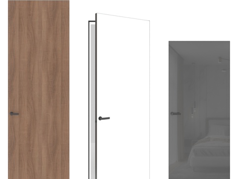  OM Doors隐形门饰面板款，彩色玻璃面板3d模型 