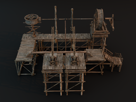  中世纪训练器械 复古训练场地 训练场地 士兵训练场地su模型 