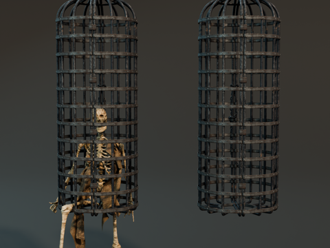 铁笼 中世纪囚笼 悬挂囚笼 铁笼 欧式铁笼su模型