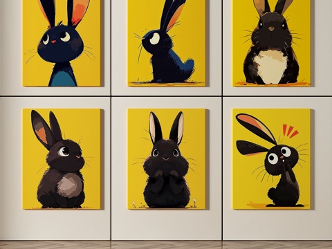  现代，儿童，简约，抽象，组合画3d模型 