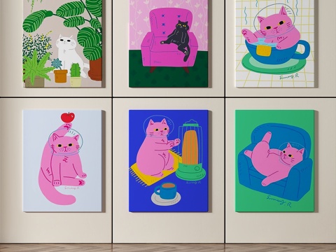  现代，儿童，简约，抽象，组合画3d模型 