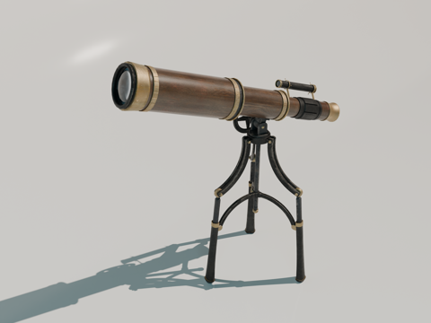 中世纪望远镜 复古望远镜 欧式天文望远镜su模型
