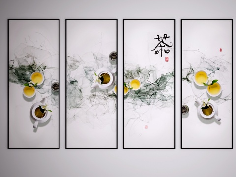  中式挂画 中式装饰画 中式艺术画 中式端景画 中式玄关画3d模型 