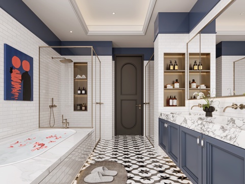  现代卫生间3d模型 