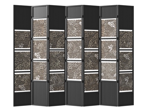  中古风隔断3d模型 