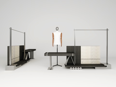  陈列台展台货架模特组合柜3d模型 