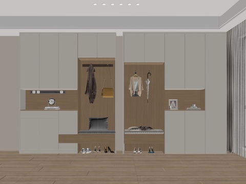 现代鞋柜 入户鞋柜 玄关鞋柜 装饰柜 隔断鞋柜 饰品摆件su模型