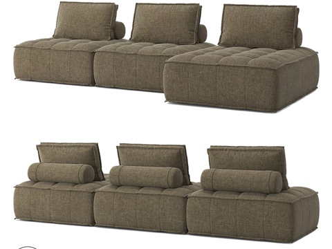  OM AMSTER三人座带脚凳沙发3d模型 