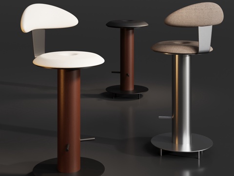 中古原木吧凳吧椅su模型