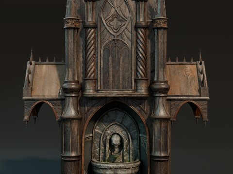 中世纪房屋 哥特式建筑 祭台 西方祭台su模型