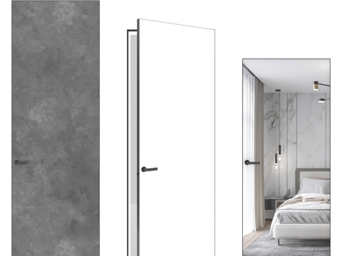  OM Doors隐形门系列 灰泥饰面，金属镜面3d模型 